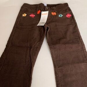 NWT Gymboree Brown Corduroy Jeans with Colorful Floral Accents Girls size 4